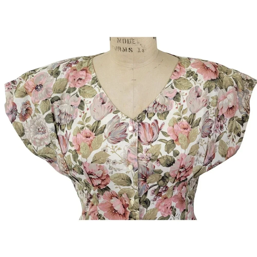 Vintage Garden Party Cottagecore Romantic Floral Dress - Picture 4 of 8